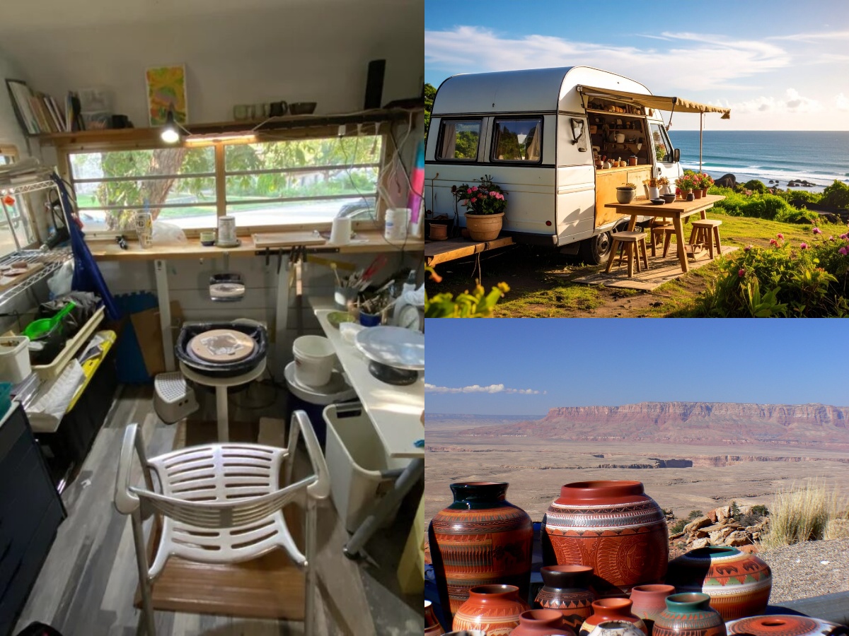 collage poterie nomade vanlife lifestyle
