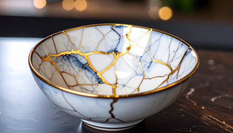 tasse porcelaine Kintsugi exemple dorure