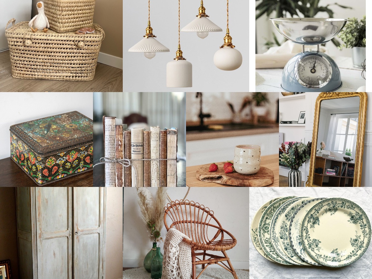 collage objets vintage à chiner