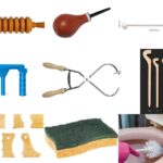 collage photo outils poterie étranges
